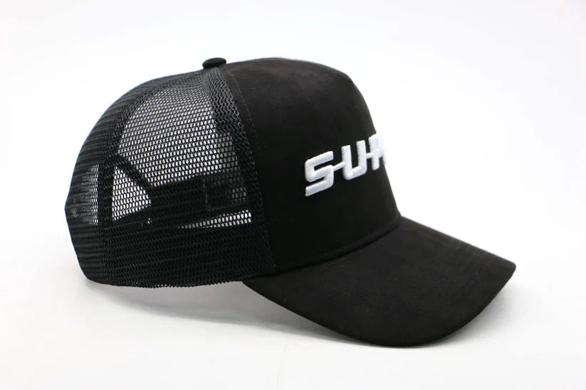 S-U-P-E-R trucker keps suede